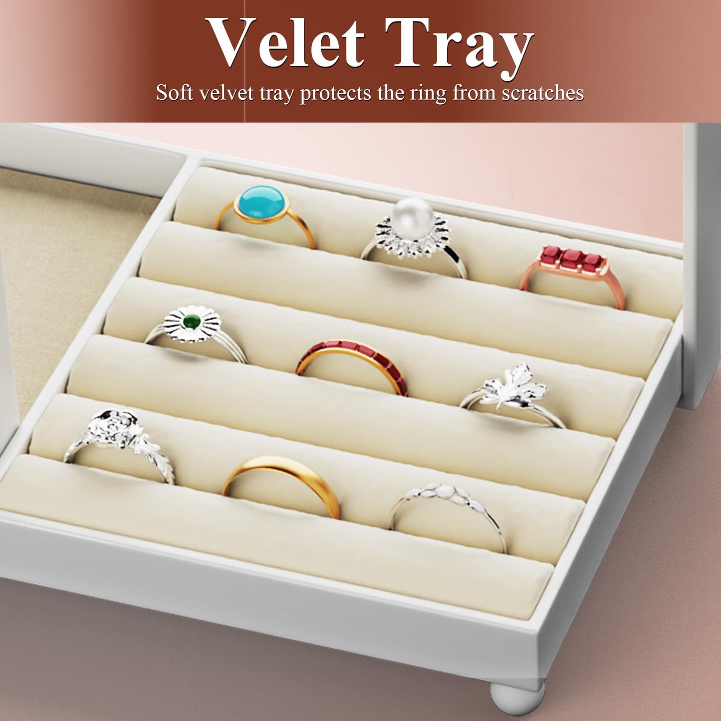 coobest Jewelry Holder Organizer Stand, Jewelry Display Rack with 36 Holes Earring Holder, 10 Hooks Necklace Organizer, Velvet Ring Holder Dish…