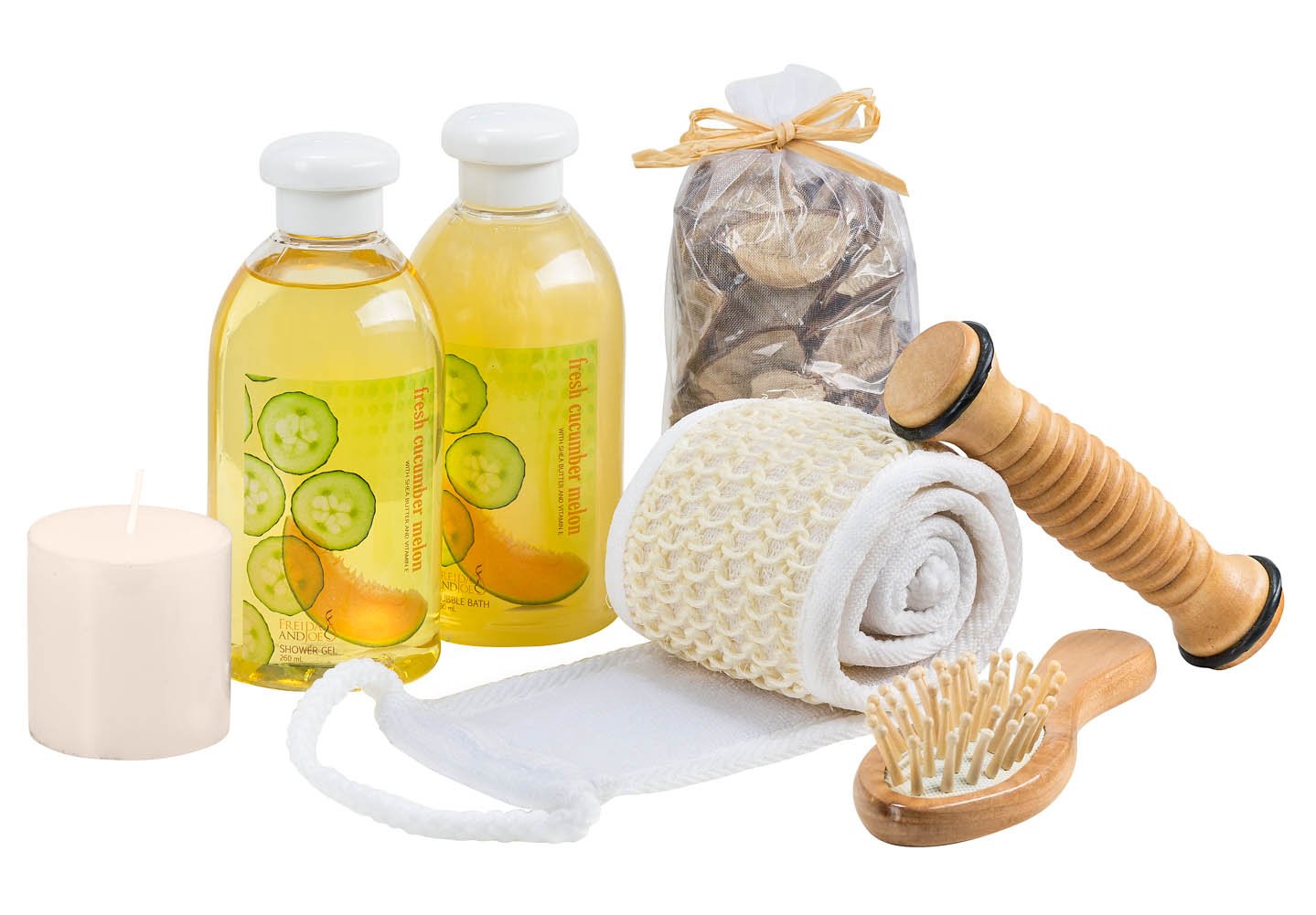Wooden Massage & Reflexology Kit for Women at-Home Spa Kit for All-Over Body Relaxation & Rejuvenation with Fresh Cucumber Melon Aromatherapy Bath