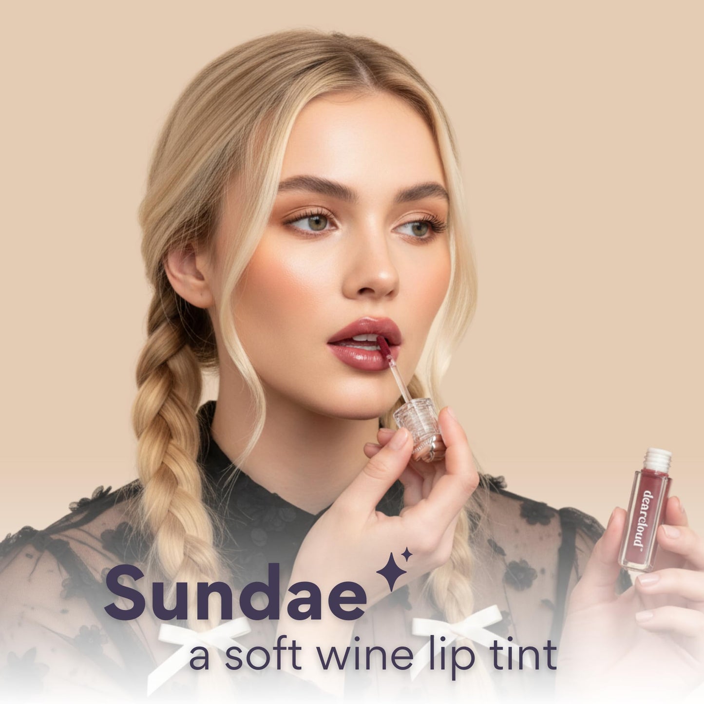 dearcloud Color Crush Lip Tint - Lip Gloss for Women - Tinted Lip Balm with Squalane - Sundae (0.13 oz)