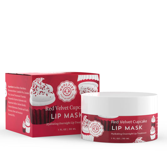 Hydrating Lip Mask with Hyaluronic Acid - Overnight Treatment for Soft, Smooth Lips - Shea Butter, Vitamin E & Natural Oils - 1 oz Jar (1 Ounce, Red Beauty and Personal Care Woolzies