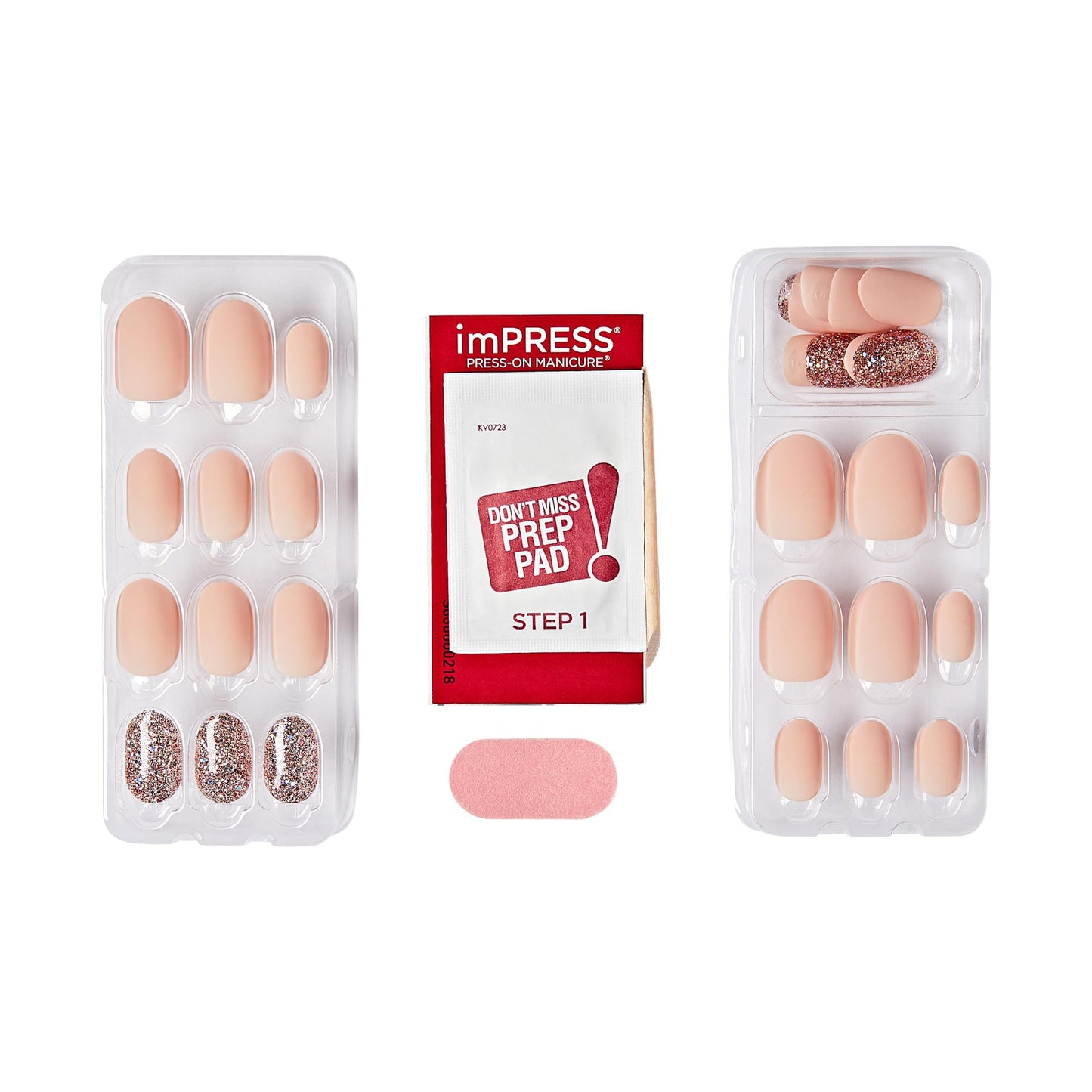 Kiss Impress No Glue Mani Press On Nails, Design, 'Evanesce', Beige, Short Size, Oval Shape, Includes 30 Nails, Prep Pad, Instructions Sheet, 1 Beauty & Personal Care imPRESS