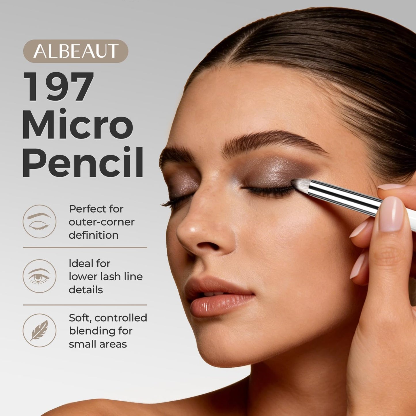 Albeaut Small Eyeshadow Brush, Soft Firm Pencil Brush with Precise Point, Eyeliner Smudge Tool, Delicate Areas Eye Shadow Applicator for Inner Eye