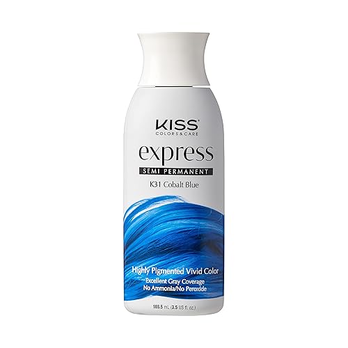 Kiss Express Semi-Permanent Hair Color - Vivid, Highly Pigmented Dye for Vibrant Hair, Gentle Formula, Gray Coverage, pH Balanced,23 Intermixable
