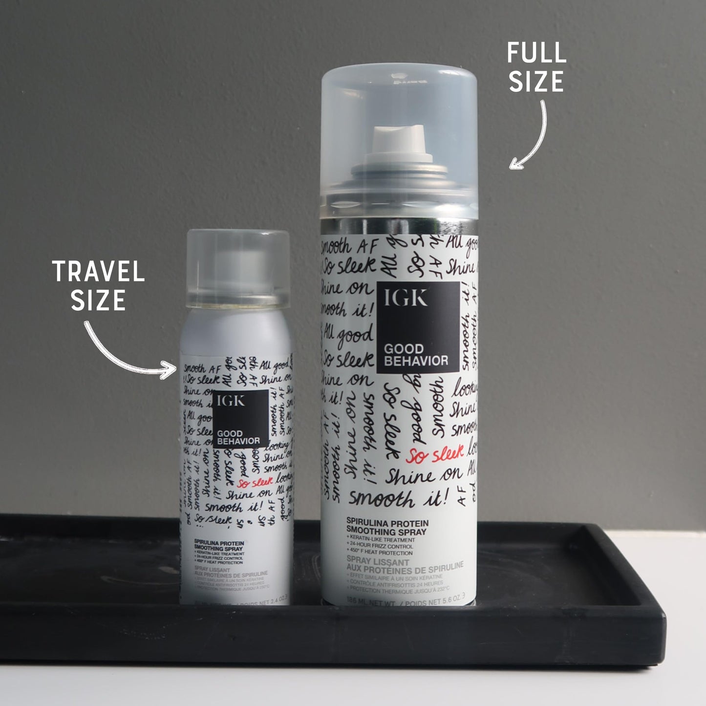 IGK GOOD BEHAVIOR Spirulina Protein Smoothing Spray Travel Bundle | Keratin Like Treatment + Frizz Control + Heat Protectant | Vegan + Cruelty Free |