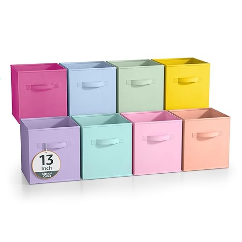 Sorbus Fabric Storage Cubes - 8 Foldable Storage Bins for Organizing Pantry, Cubbies, Toy Box - Clothes Storage & Closet Organizer - 13 Inch…