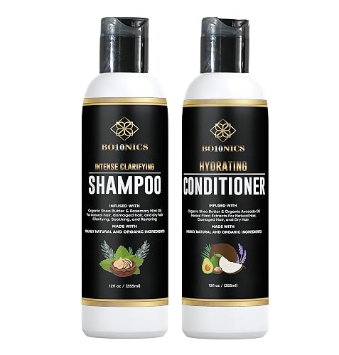 Bo10nics Hydrating Hair Conditioner Clarifying Shampoo - 12fl oz Hair Conditioner for Dry Damaged Hair with Wheat Protein, Shea Butter and Plant