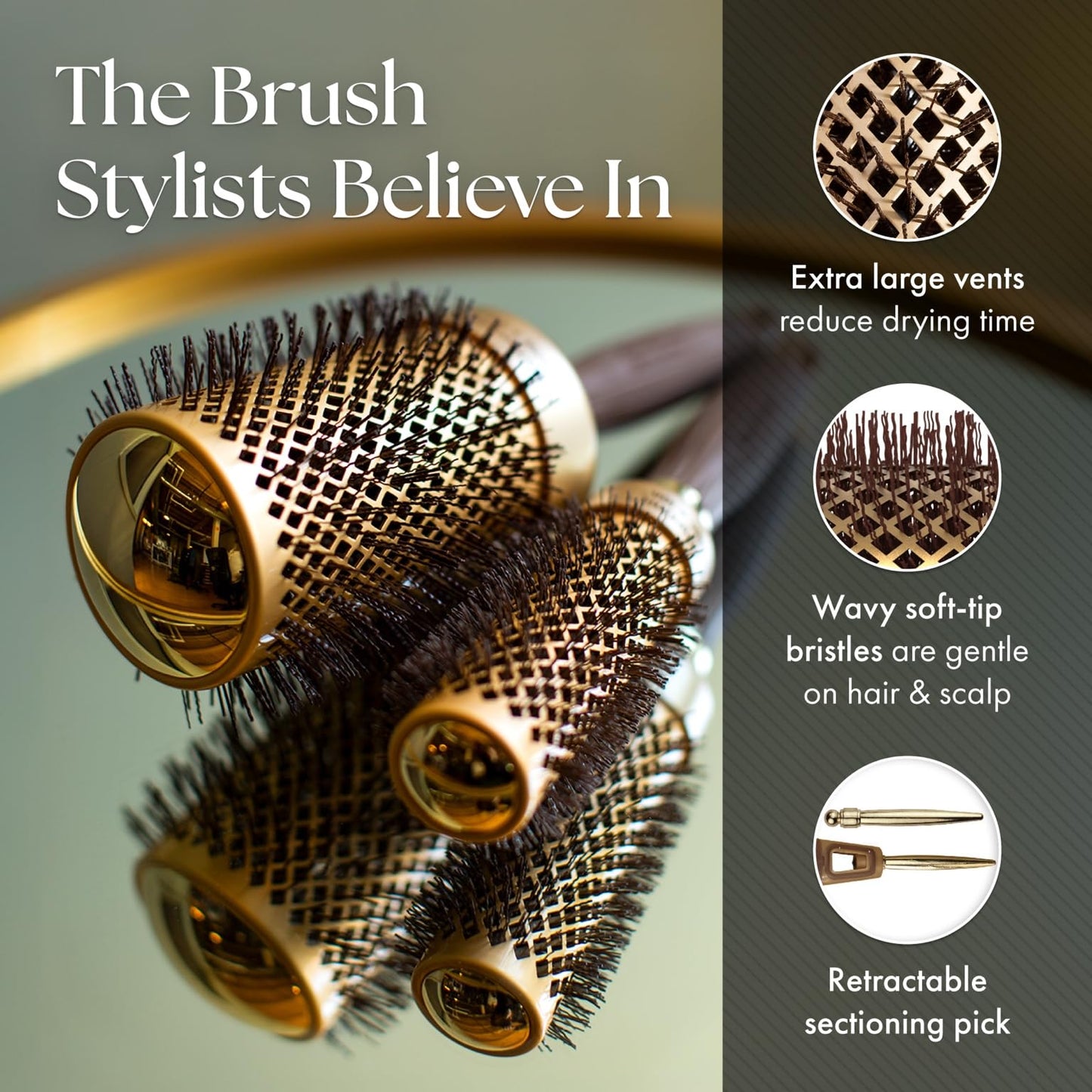 Olivia Garden NanoThermic Ceramic + Ion Round Thermal Hair Brush - Not Electrical - Professional Blowout Brush for Normal to Thick Hair, NT-44 1 3/4" Beauty and Personal Care Olivia Garden