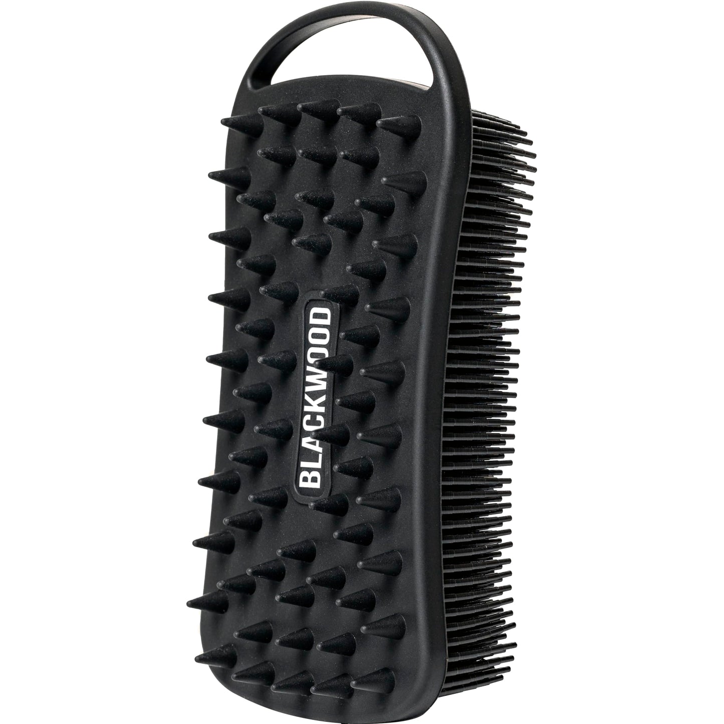 Blackwood For Men Double Duty Beard & Body Scrubber - Dual-Sided Men's Shower Tool - Handheld Body Wash Brush with Long Soft Silicone Bristles