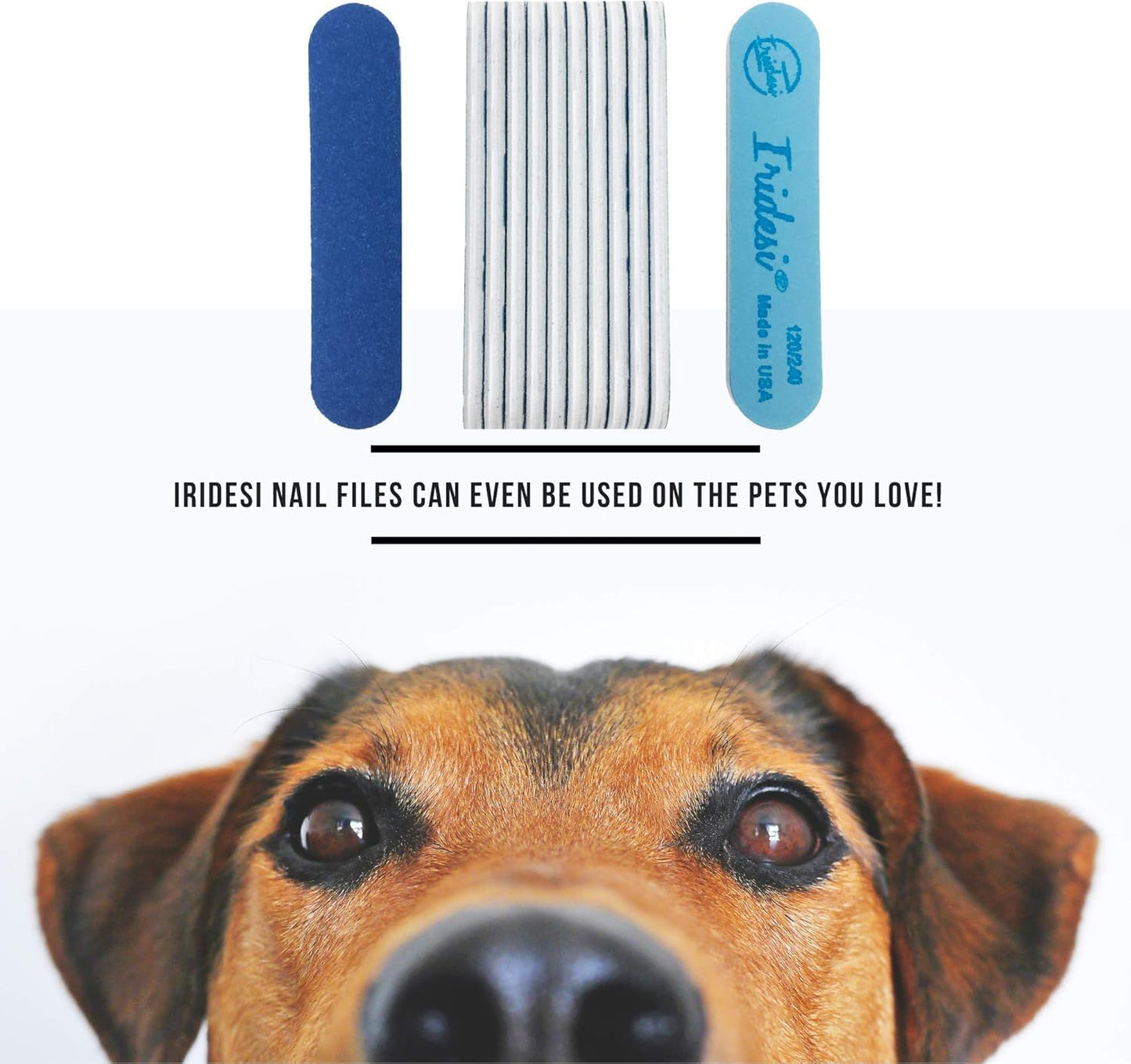Iridesi Professional Mini Blue Finger Nail Files 120/240 Washable Emery Boards 3-1/2 Inches Long 12 Fingernail Files Per Pack