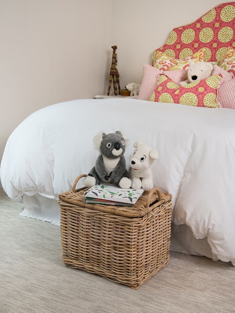 KOUBOO Rattan Core Rectangular Storage Basket, Wicker Basket with Lid, Living Room Basket, Toy Basket, Decorative Bin, Home Organizer, Natural