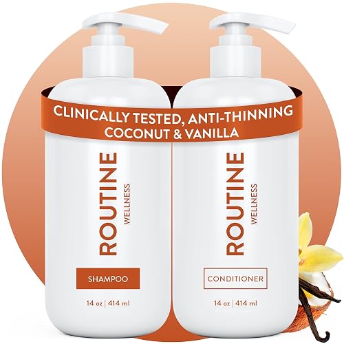 Routine Wellness Anti-Thinning Shampoo and Conditioner Set for Thinning Hair - Biotin DHT Blocker Women & Men - Color Safe Shampoo for Hair Loss
