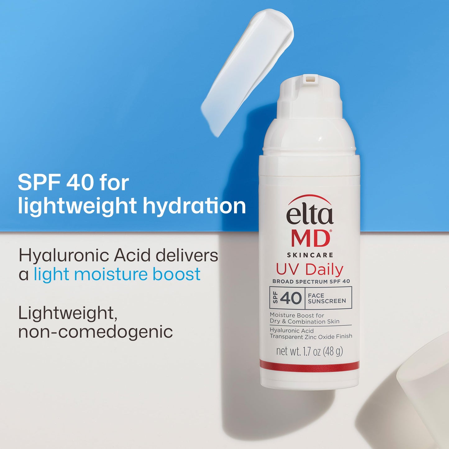 EltaMD UV Daily SPF 40 Face Sunscreen Moisturizer with Zinc Oxide, Daily Face Moisturizer with SPF, Sunscreen, For Dry Skin 1.7 oz Pump