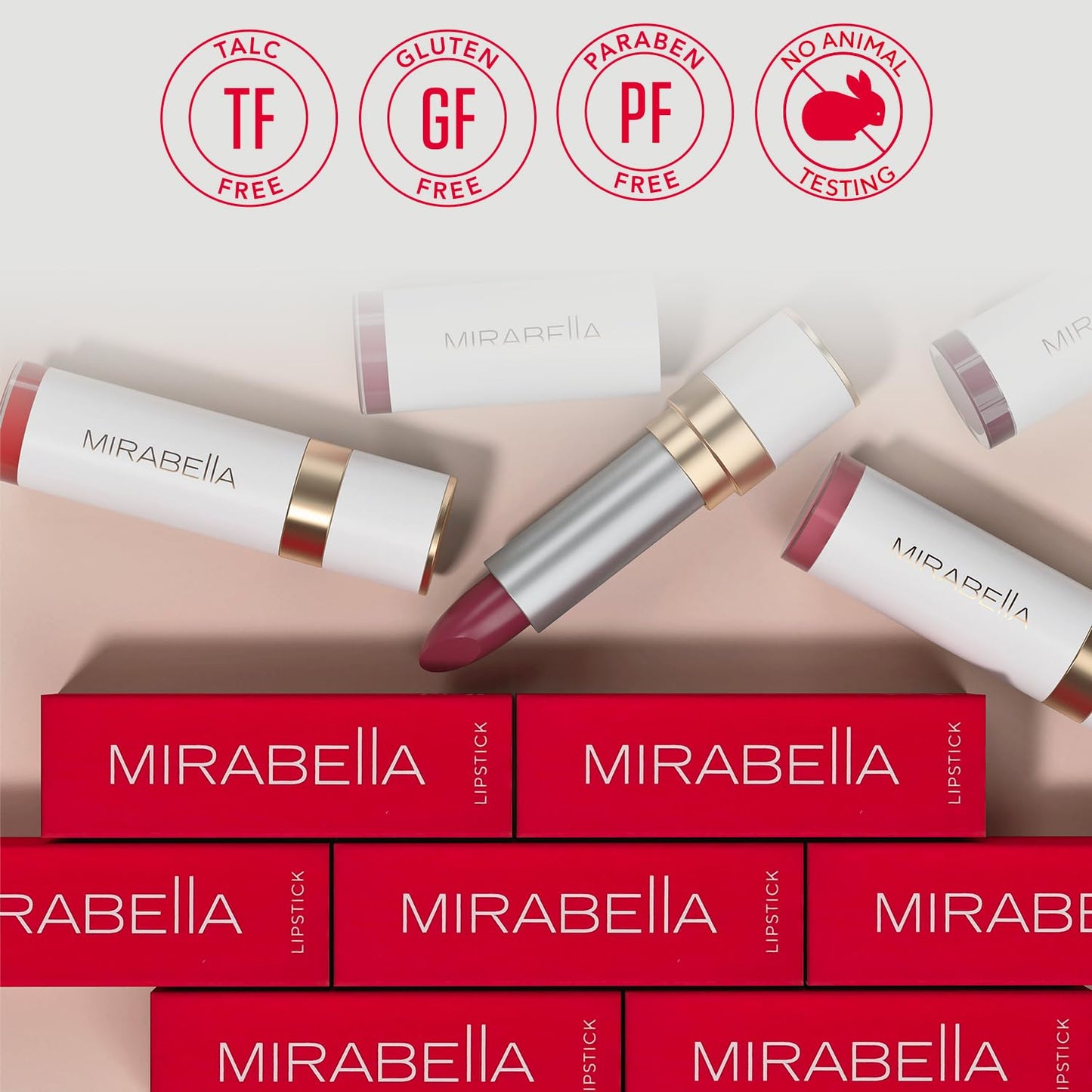 Mirabella - Sealed with a Kiss Smudge Proof Lipstick, Long-Lasting No-Bleed Lip Makeup, Hydrating Lip Color with Vegan Lanolin & Vitamin E, Perfect
