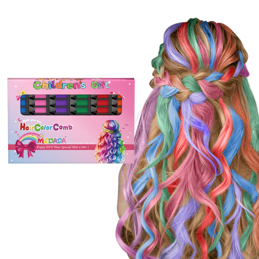 New Hair Chalk Comb Temporary Hair Color Dye for Girls Kids, Washable Hair Chalk for Girls Age 4 5 6 7 8 9 10-12 Birthday Christmas New Year Cosplay