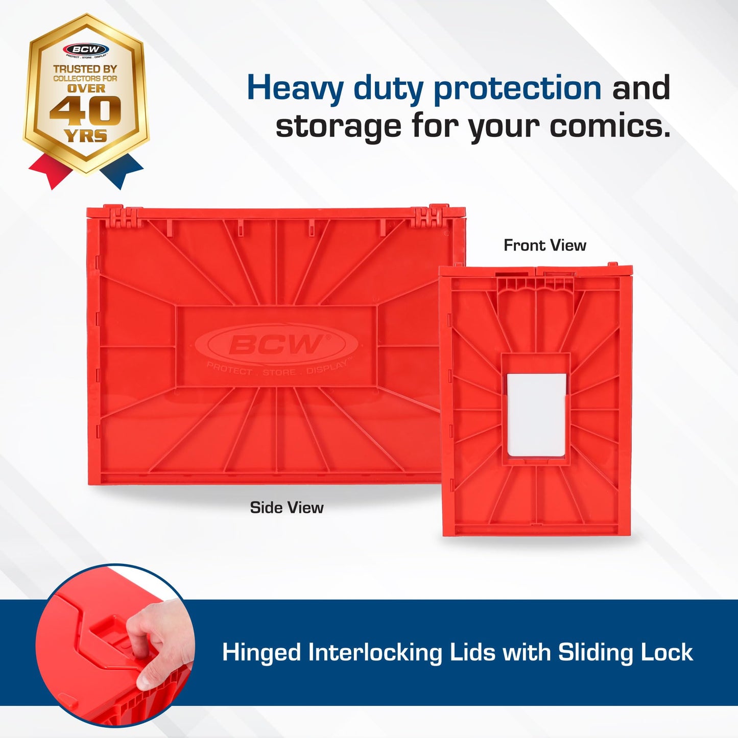 BCW Short Comic Book Bin | Holds 150 Comics | Stackable Plastic Storage | Acid-Free Organizer | Red, Single