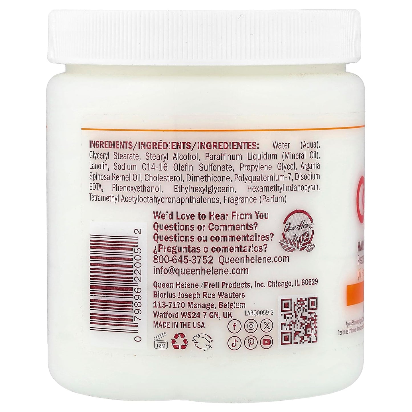 QUEEN HELENE Cholesterol Hair Conditioning Creme Argan Oil, 15 oz