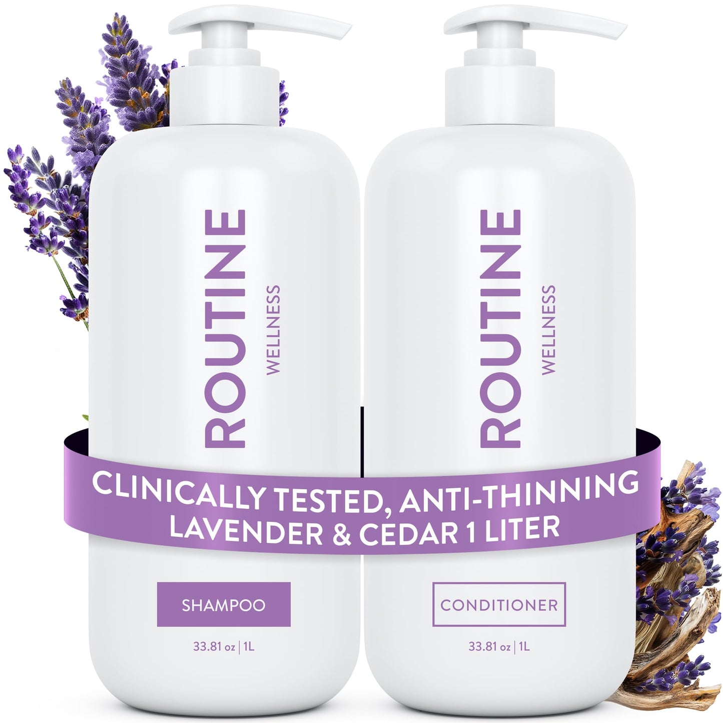 Routine Wellness 1 Liter Anti-Thinning Volumizing Shampoo and Conditioner Set for Thinning Hair & Hair Loss - Grow Your Confidence with Biotin & DHT