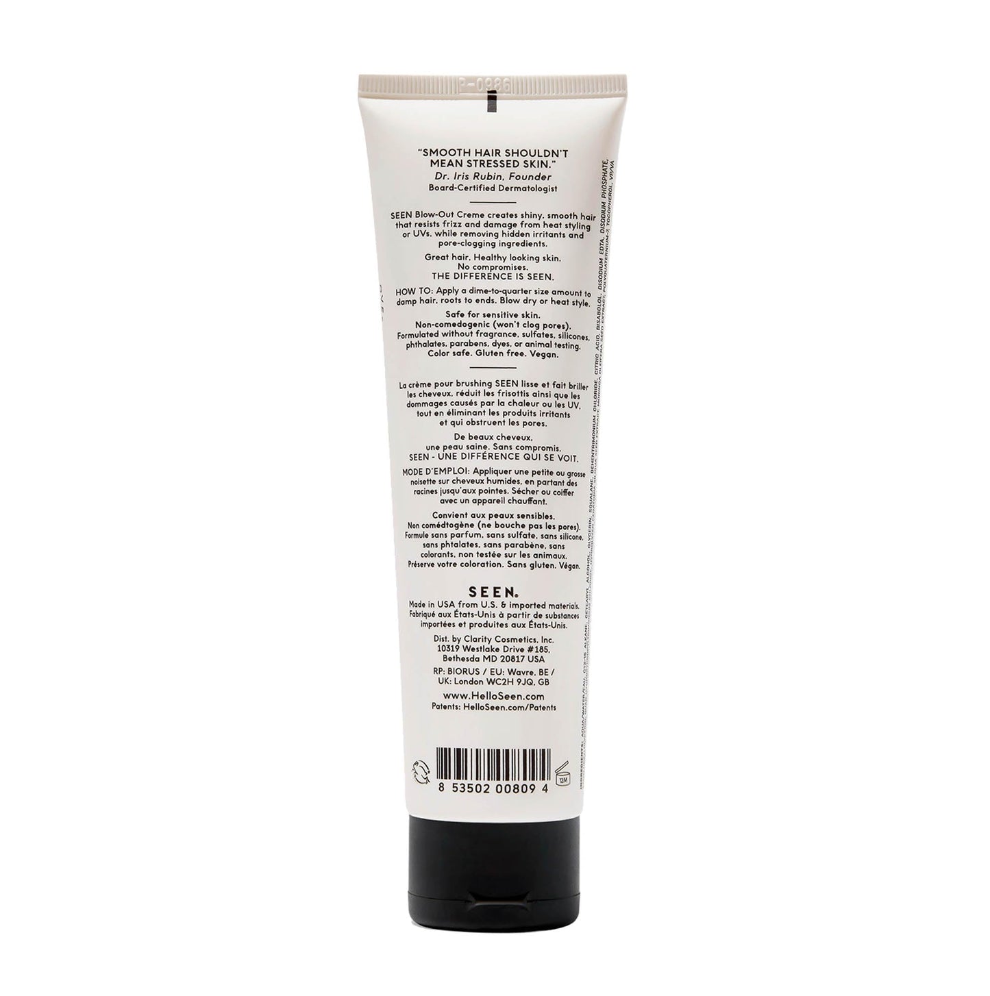 SEEN Blow-Out Creme, Fragrance Free - Non-Comedogenic & Blow Out Hair Cream- Reduces Frizz- Heat Protectant- Safe for Sensitive, Eczema & Acne Prone