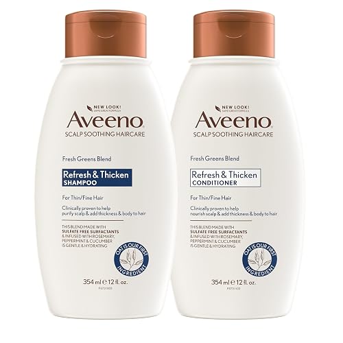 Aveeno Fresh Greens Shampoo and Conditioner Set, Sulfate Free, Clarifying & Volumizing for Thin or Fine Hair, Rosemary Peppermint Cucumber Nourish