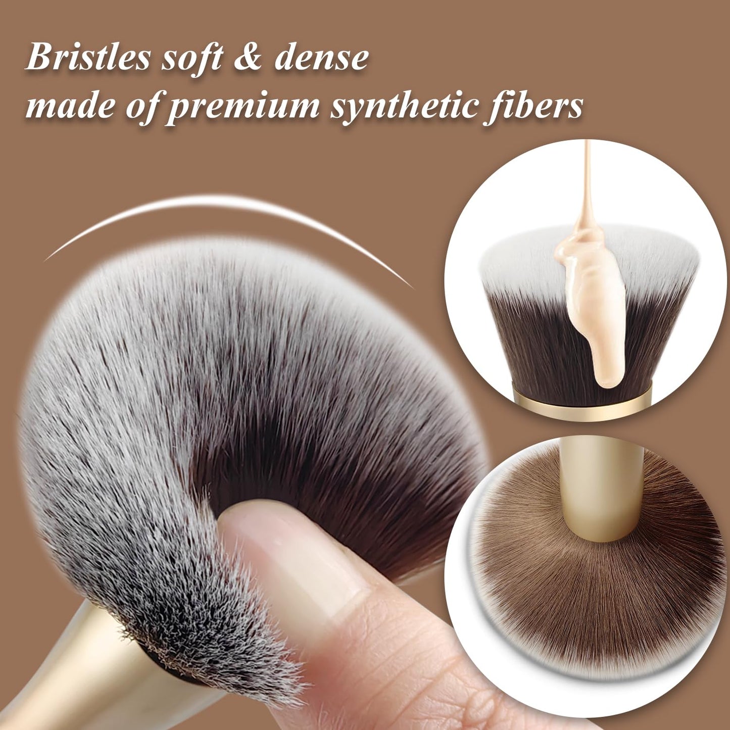 Voxora 4 in 1 Makeup Brush Set - All in One Powder/Blush, Foundation, Blending & Eyeshadow Brushes, Compact & Travel Essential