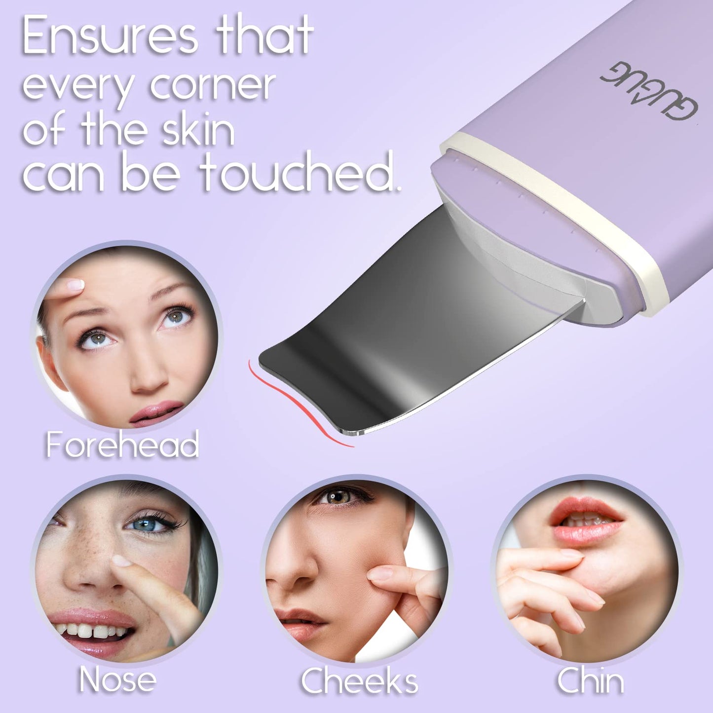 GUGUG Skin Scrubber Face Spatula, 4 Modes Skin Spatula Blackhead Remover Pore Cleaner-Purple