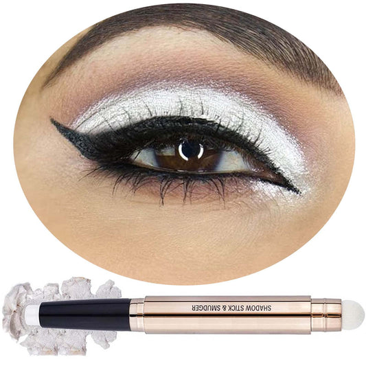 Daeuwiutr White Eyeshadow Stick Makeup?Cream Shimmer Smooth Glitter Eye Shadow Pencil Base Primer Palette, Waterproof Long Lasting EyeShadow Pen White