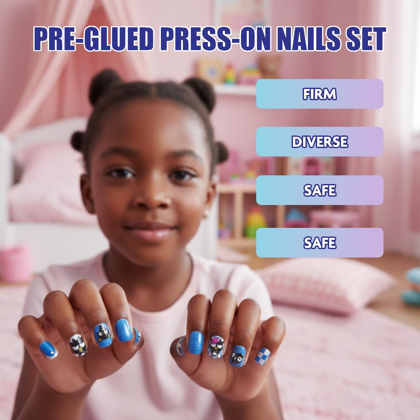 Hello Kitty and Friends 84pc Kid Press-On Nails Set, Pre-Adhesive Ages 6+ Beauty and Personal Care Townley Girl