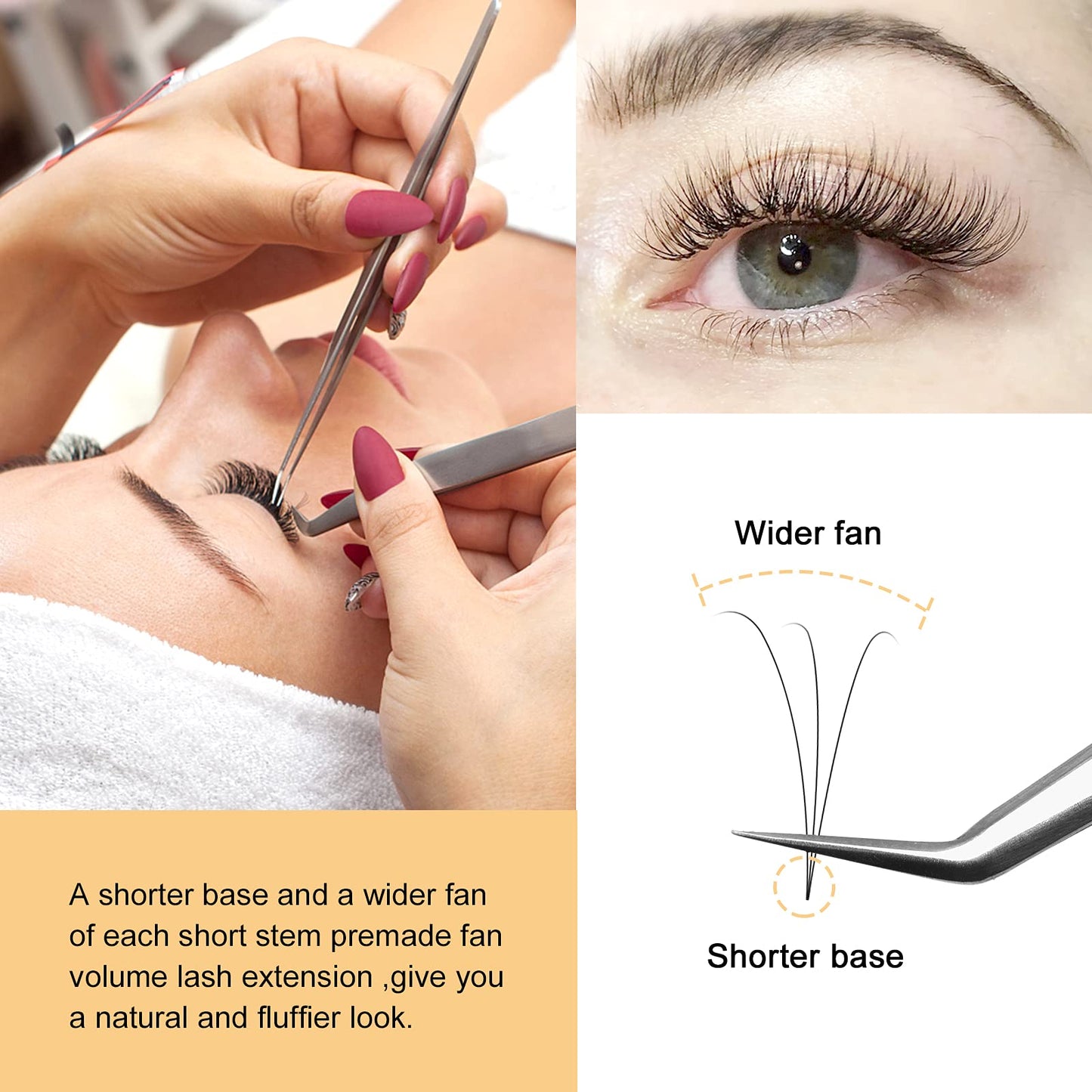 QUEWEL Premade Lash Fans, 6D Premade Fans Eyelash Extensions 0.10mm Thickness C Curl 16mm Volume Lash Extensions Short Stem Pre Made Fans Eyelash Beauty and Personal Care QUEWEL