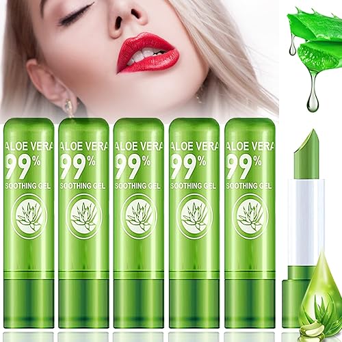 LZYLLS 6 Pack Aloe Vera Lipstick,Long Wear Nourishing Lip stick,Waterproof Moisturizing Color Changing Lip Balm Lipstick,Lip Gloss,Magic Temp Color