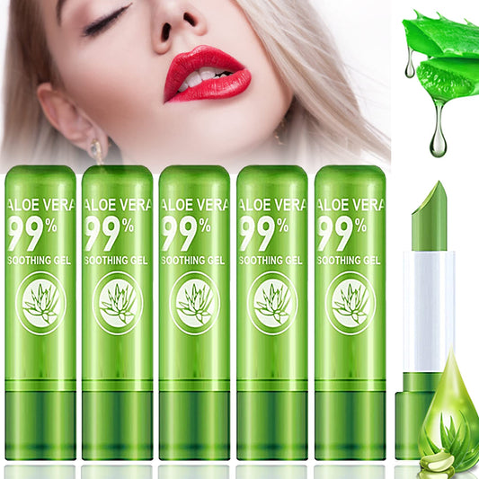 LZYLLS 6 Pack Aloe Vera Lipstick,Long Wear Nourishing Lip stick,Waterproof Moisturizing Color Changing Lip Balm Lipstick,Lip Gloss,Magic Temp Color