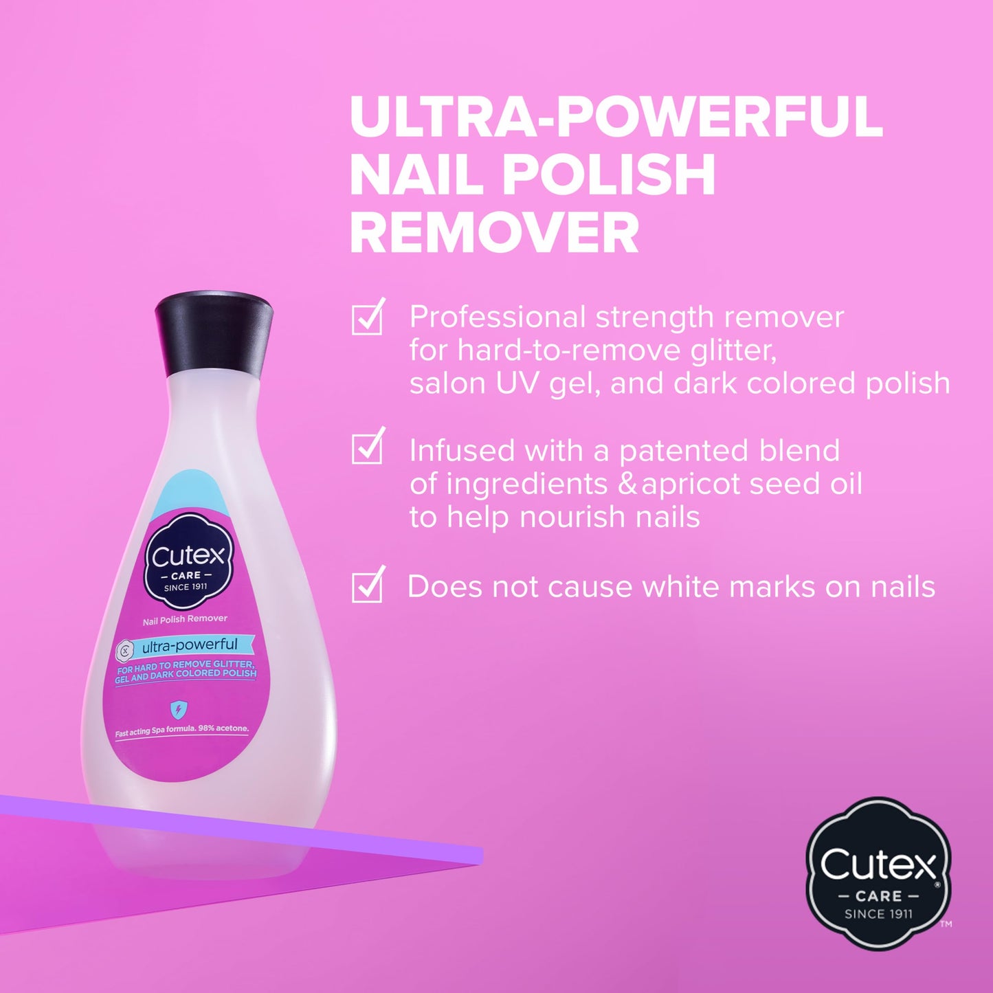 Cutex Gel Nail Polish Remover, Ultra-Powerful & Removes Glitter and Dark Colored Paints, Paraben Free, 6.76 Fl Oz Beauty & Personal Care Cutex
