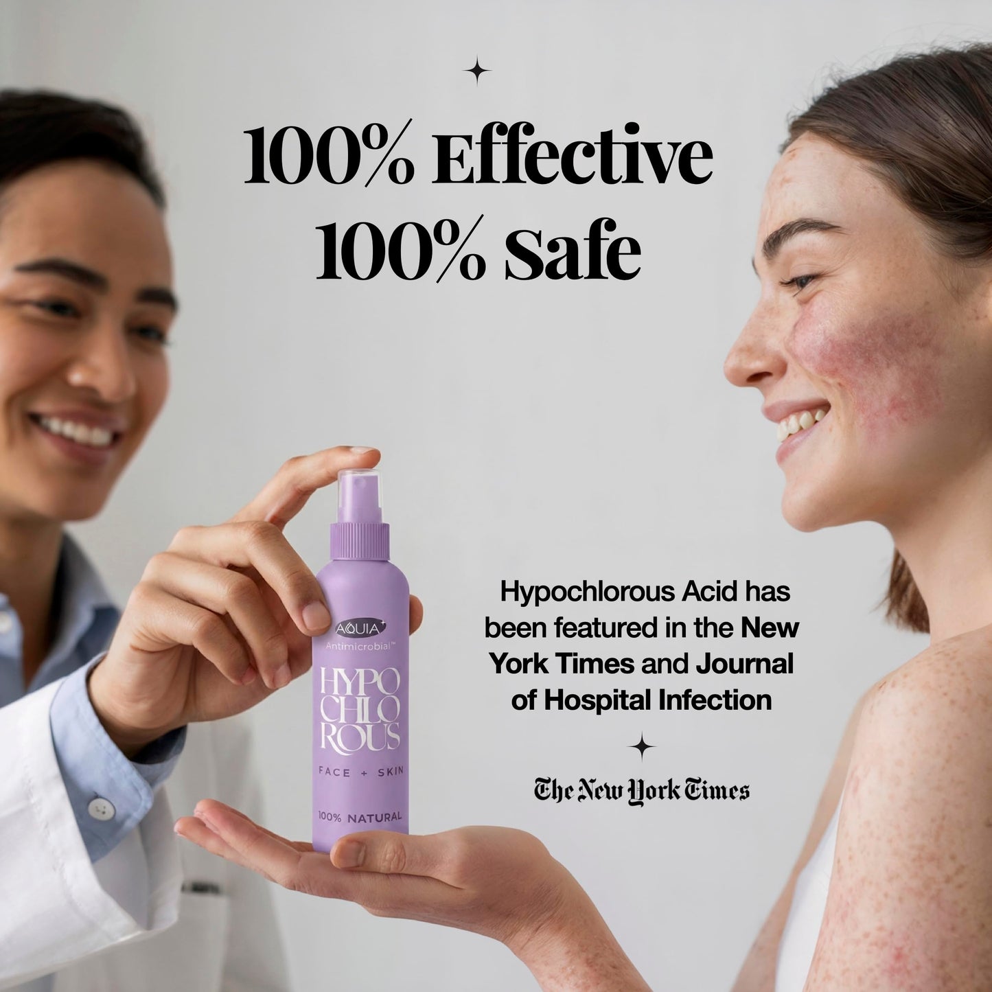 Hypochlorous Acid Spray for Face and Skin; Facial Cleanser | 4oz Face Mist Hypochlorous Acid Spray for Skin, Acne, Rash, Eczema, Wound | Antimicrobial Beauty and Personal Care Aquia