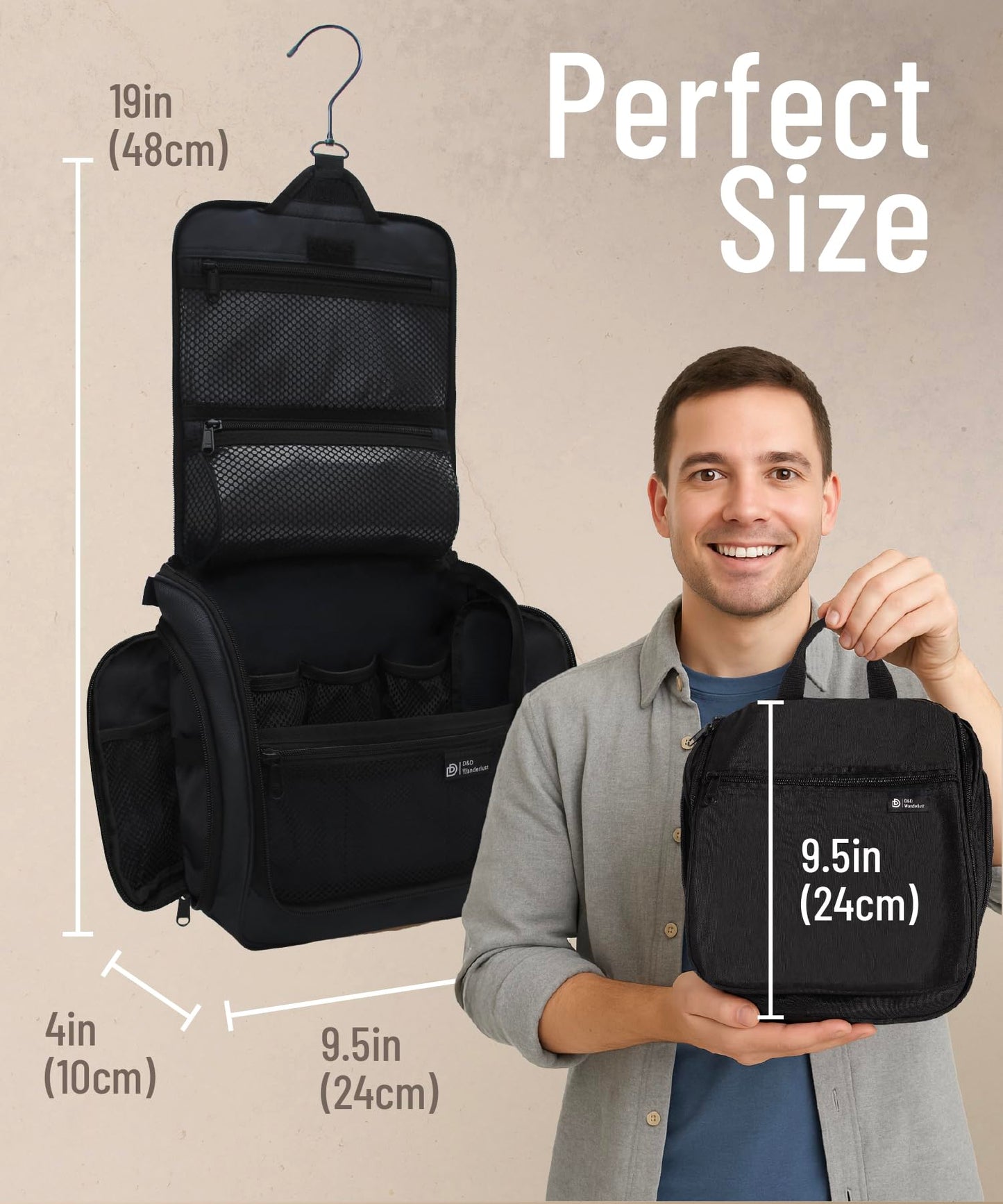 DD D&D Wanderlust D&D Hanging Travel Toiletry Bag for Men and Women - Cosmetics, Makeup and Toiletries Organizer Kit with 10 Compartments, YKK Beauty and Personal Care DD D&D Wanderlust