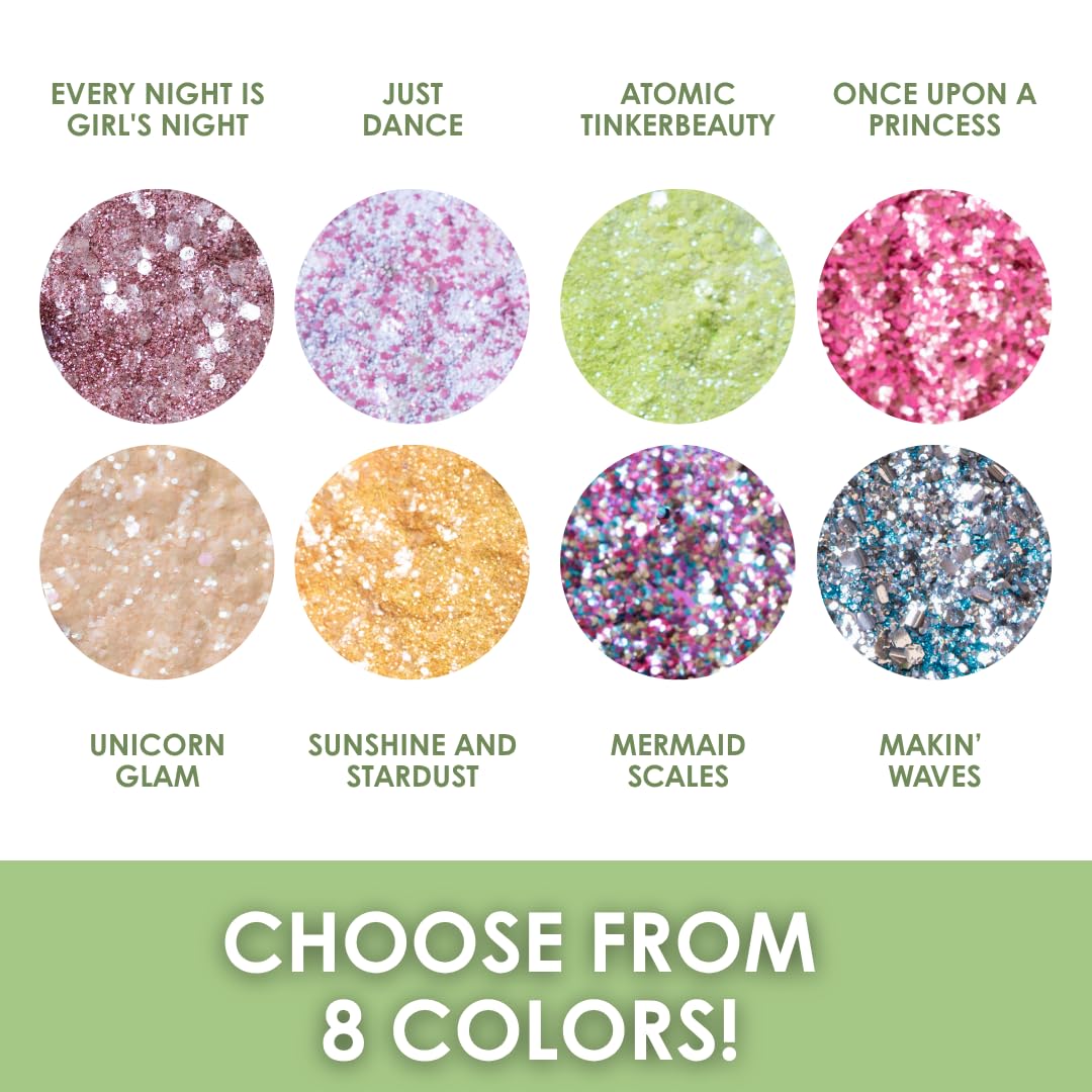 Biodegradable Glitter, 8 Colors, Vegan, for Hair and Body, Safe for Children (Atomic Tinkerbeauty)