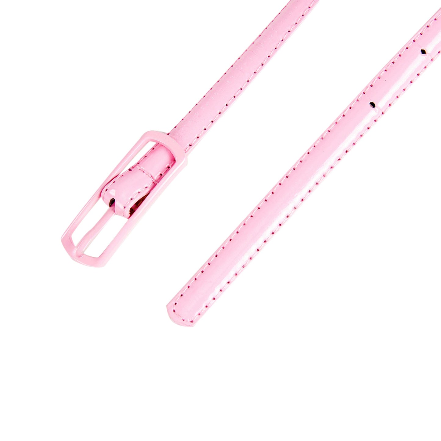 Selighting Women's Solid Color Faux Leather Skinny Belts for Dresses (One Size, Pink)