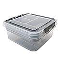 Simplify 5 Compartment Gift Supply Storage Box | 2 Tier Box | Red | Clear Top Lid | Dimensions: 9.5"x 9.5"x 4.5" | Snap Handle| Storage | Wrapping…