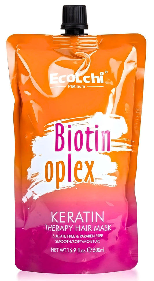 EcoLchi Biotin Oplex Keratin Hair Mask - Amino Acids Repair for Soft Hair Treatment - Color Damage, Frizz Control - Moisturizing Biotin Mask for Dry