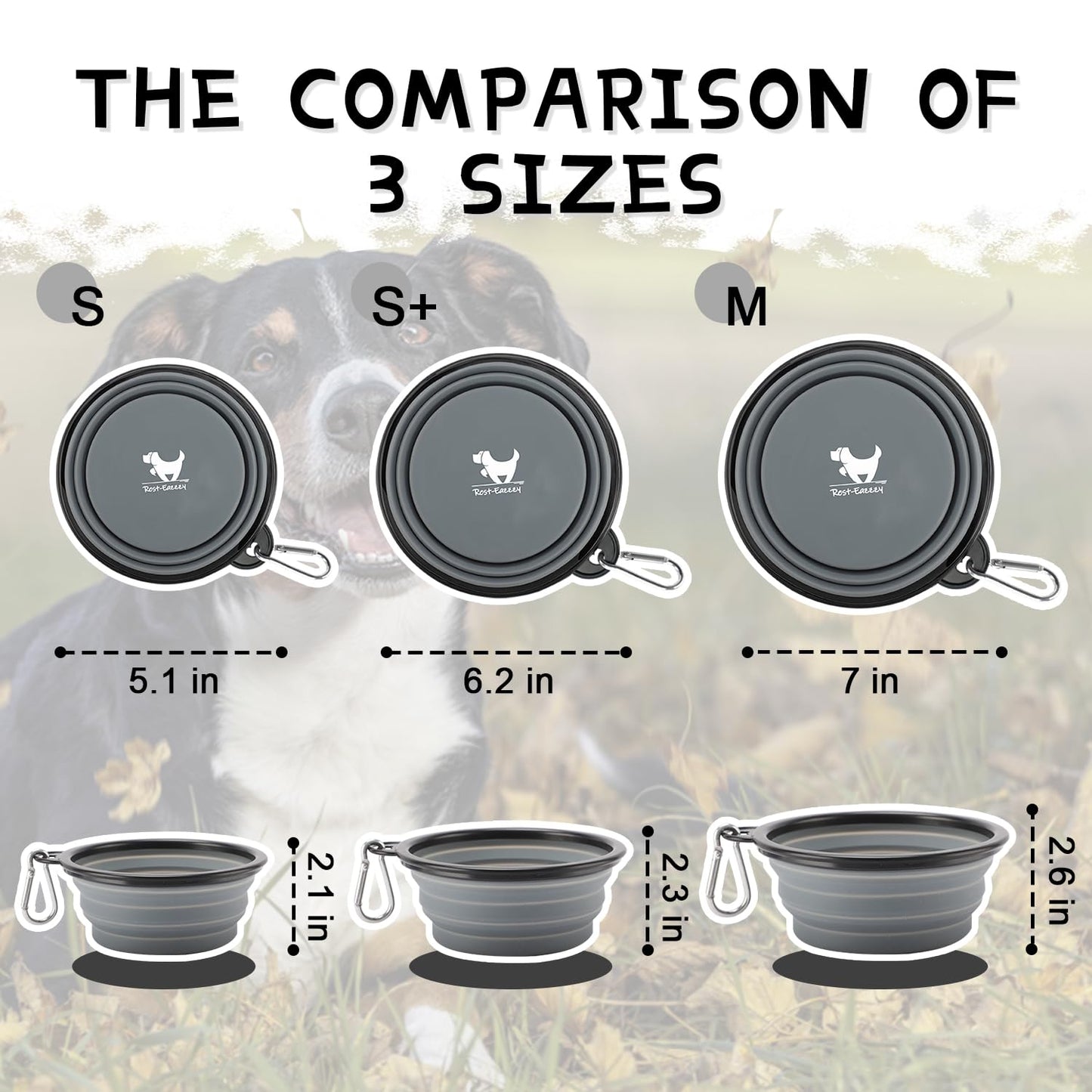 Collapsible Dog Bowls for Travel – 2-Pack Portable Water & Food Bowls for Dogs & Cats, Foldable Pet Dishes with Carabiners, BPA-Free