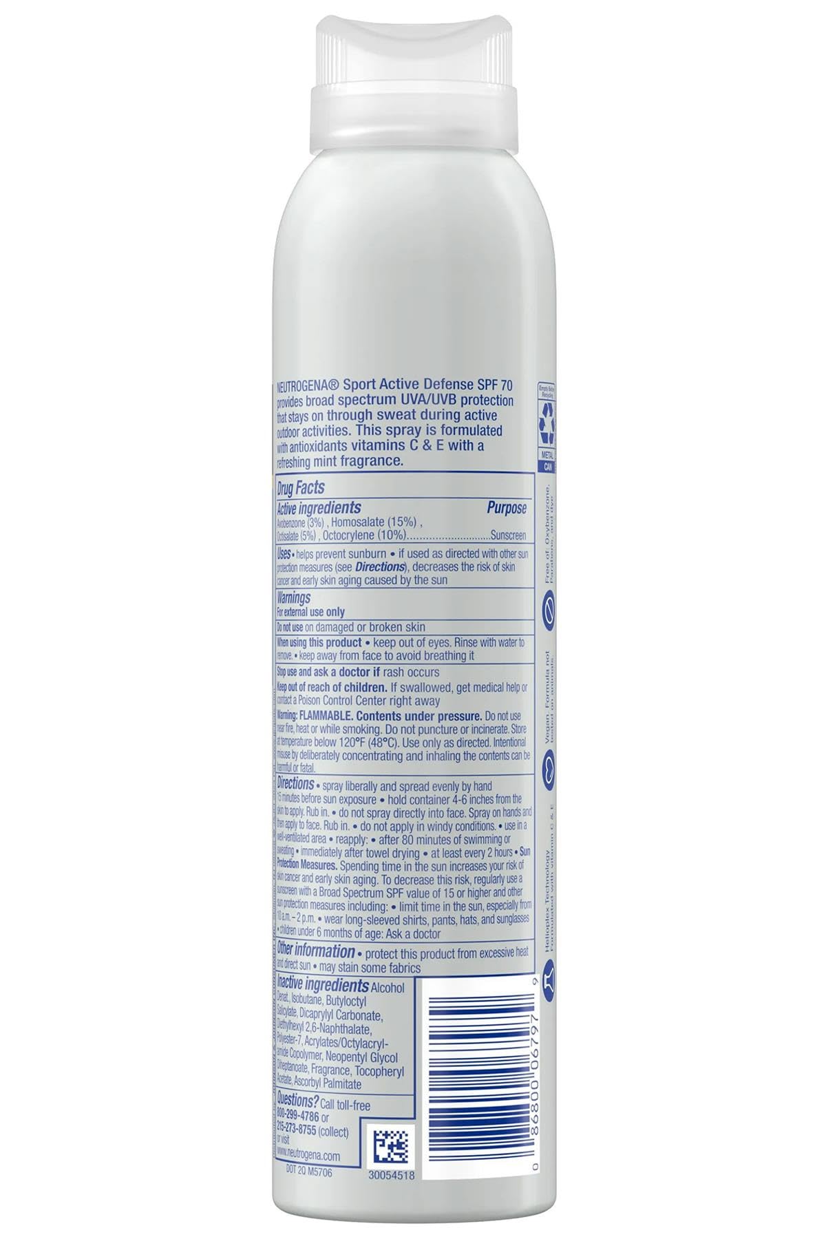 Neutrogena, Sport Body Spray 70 Spf Sunscreen, 5 Ounce