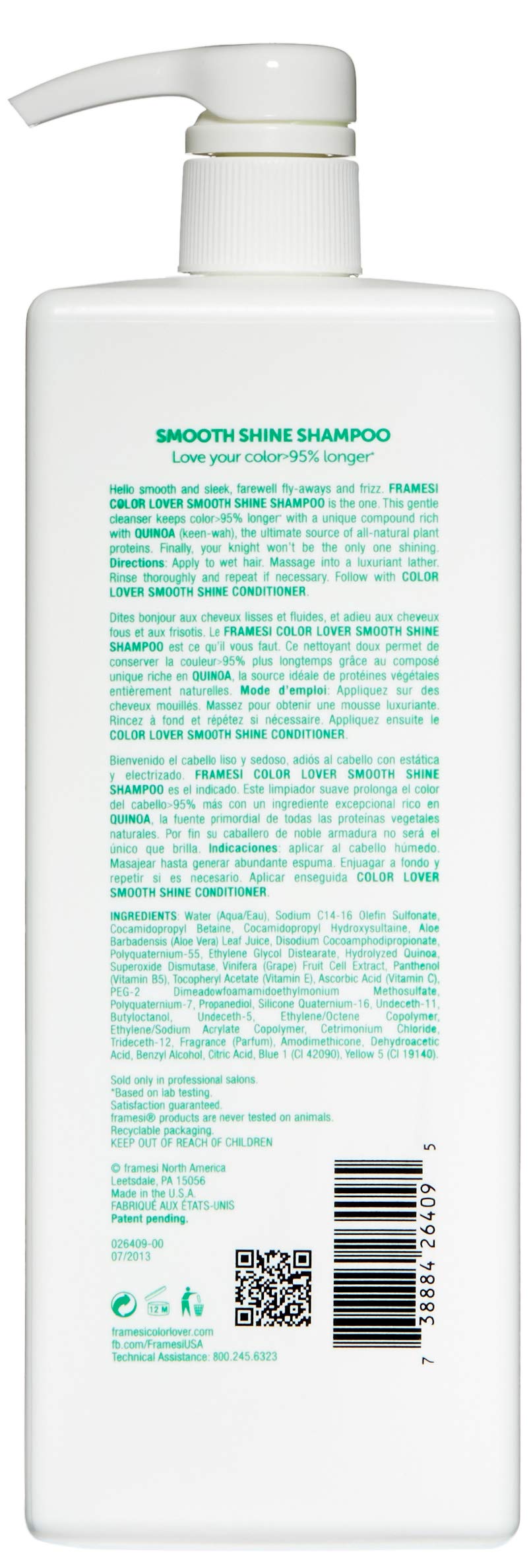 FRAMESI Color Lover, Smooth Shine Shampoo, 33.8 fl oz