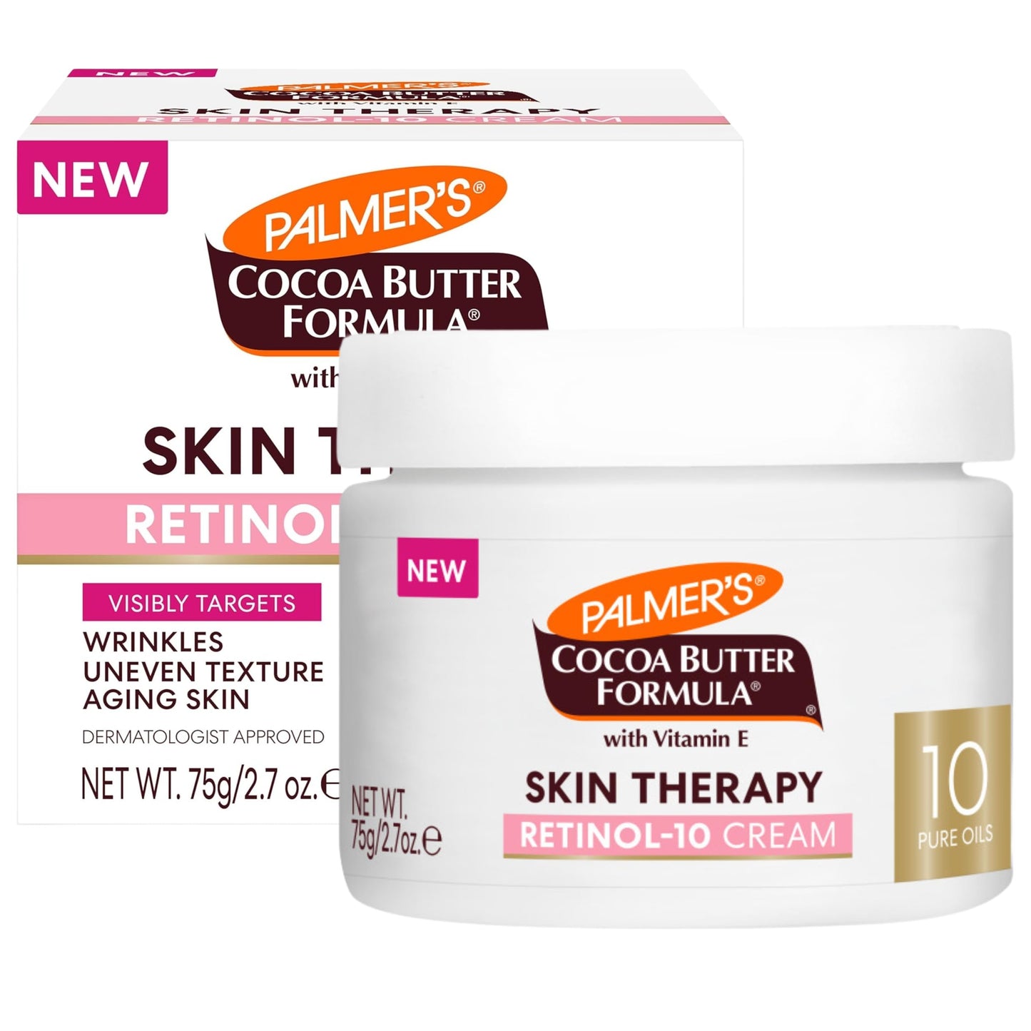 Palmer's Cocoa Butter Formula Face Cream, Skin Therapy Retinol-10 Moisturizer, 2.7 Oz, Vitamin E & Hyaluronic Acid, Helps Reduce Fine Lines & Uneven