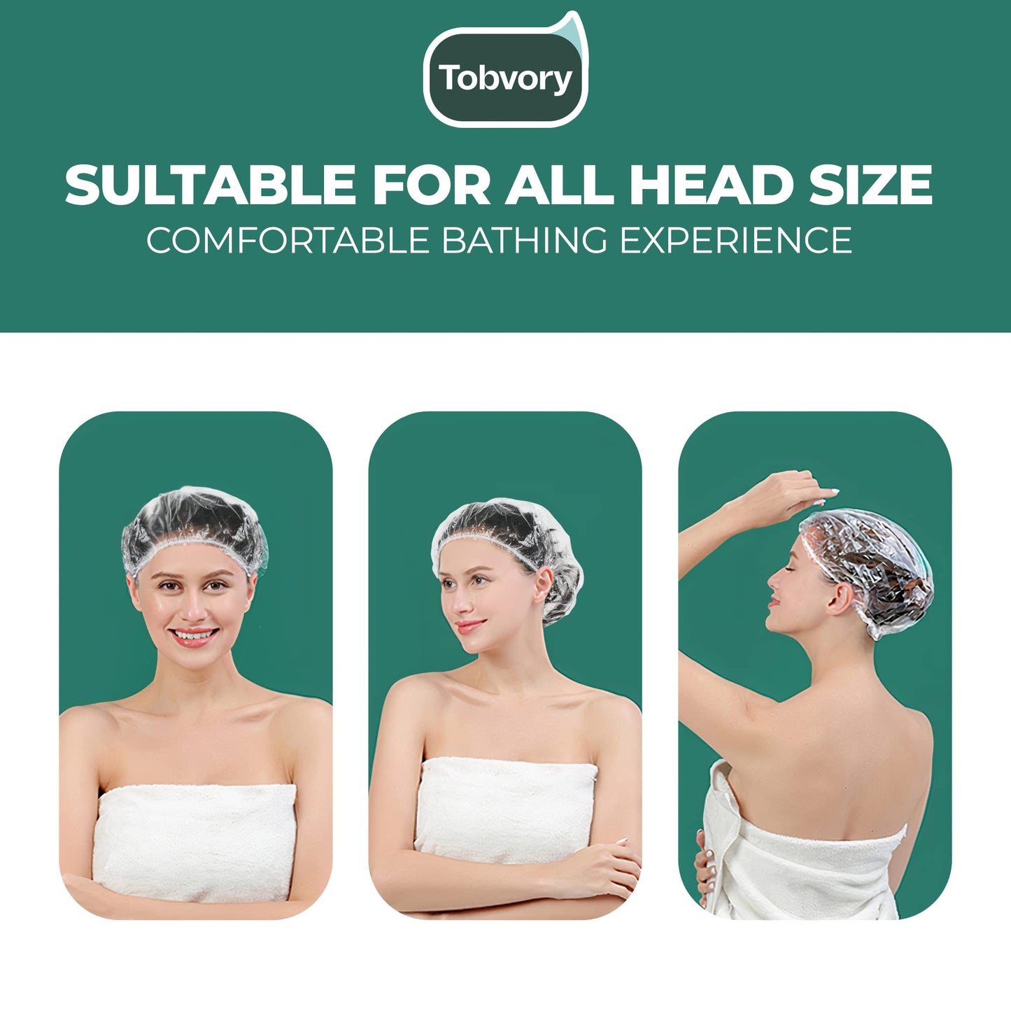 Disposable Shower Caps - 100PCS Shower Cap Tobvory Waterproof Plastic Shower Cap For Women Men For Hair - Extra Elastic Large Shower Caps For Bath Beauty and Personal Care Tobvory