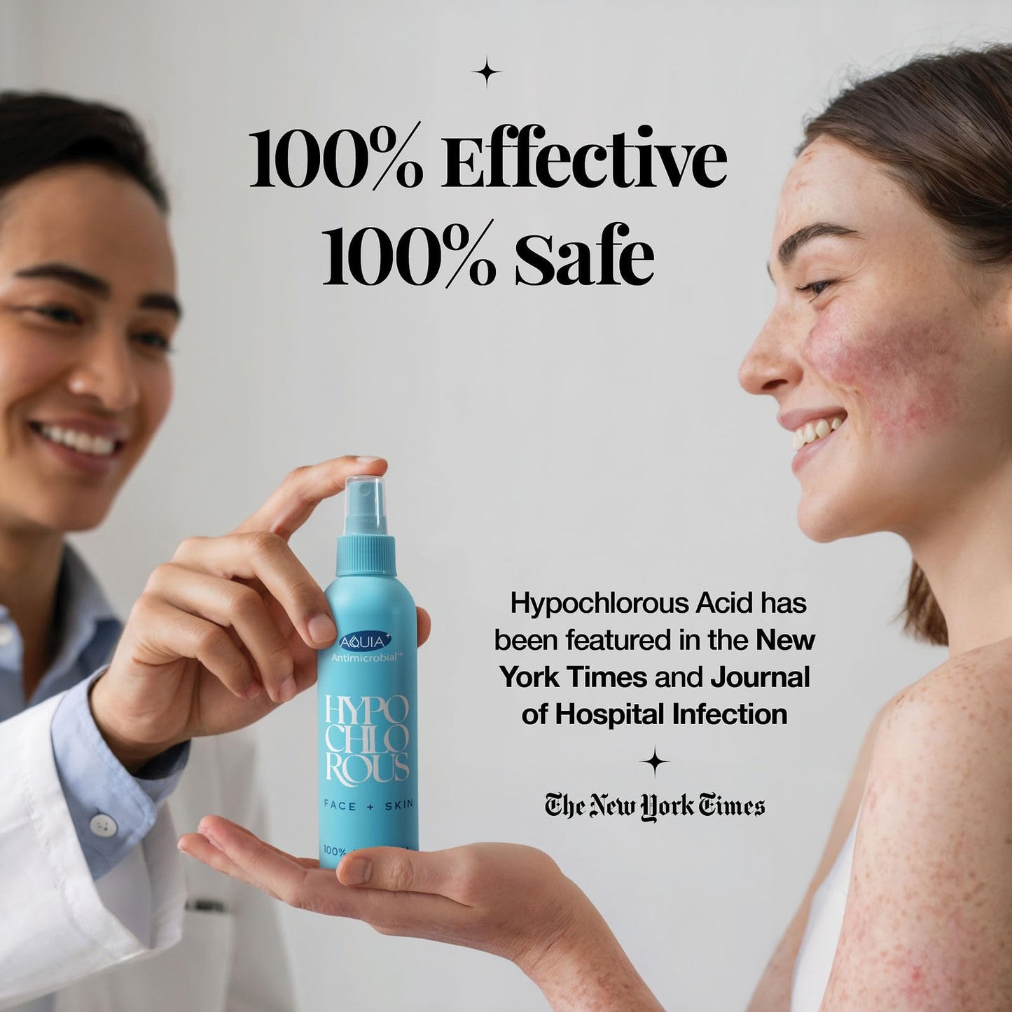 Hypochlorous Acid Spray for Face and Skin; Facial Cleanser | 32oz Refill Face Mist Hypochlorous Acid Spray for Skin, Acne, Rash, Eczema, Wound | Beauty and Personal Care Aquia