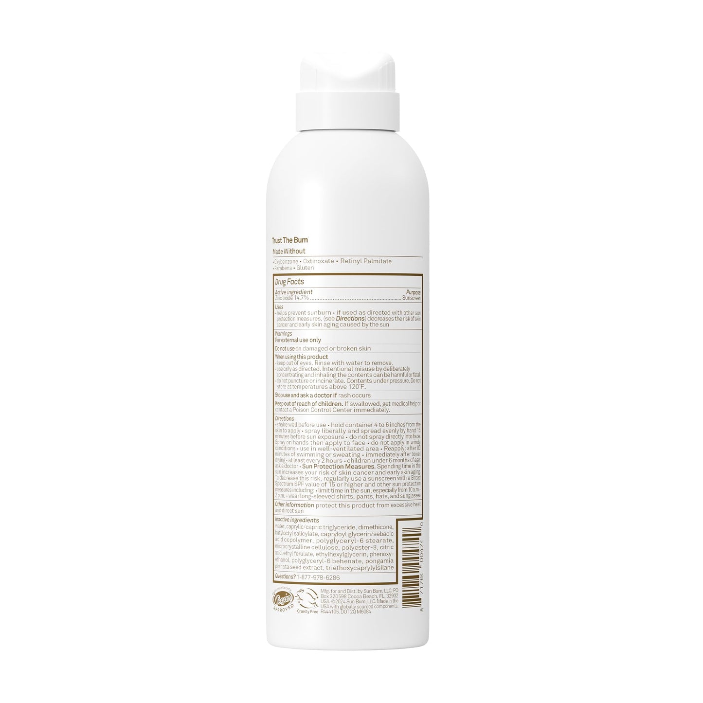 Sun Bum Mineral SPF 30 Sunscreen Body Spray - NEW FORMULA 2026 Water-Resistant Broad Spectrum Moisturizing Sunscreen with Vitamin E - Hawaii 104 Act