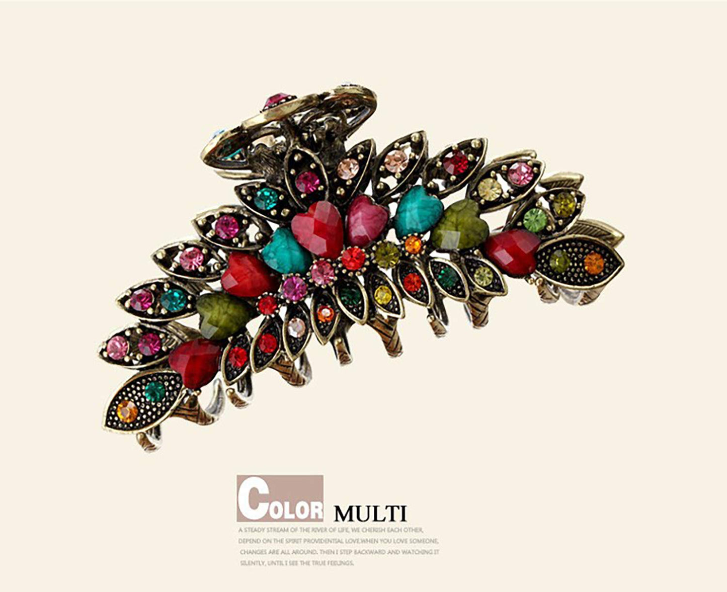 Women Lady Retro Flowers Hair Claw Clip Vintage Alloy Rhinestone Non-Slip Hair Jaw Clips Hairpin Large Hair Updo Grip Bath Accessories for Thick Hair