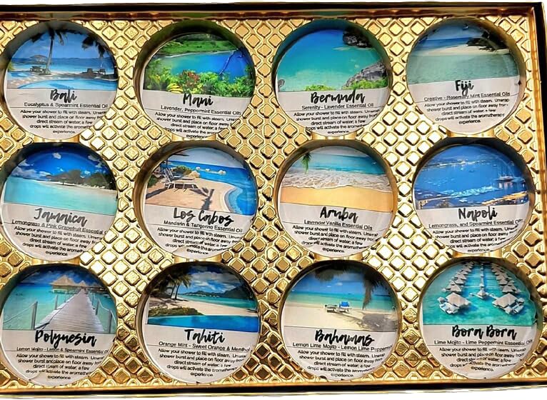 Spa Pure Aromatherapy Shower Bombs: Destination Shower Steamers, Rejuvenating New Scents, Tablets, Bomb, Bath Melts for Women, Men, All Natural (12…