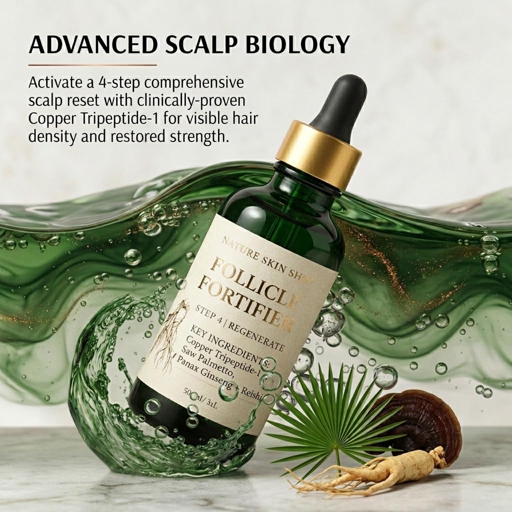 Nature Skin Shop Gugo and Copper Peptide Hair Mastery System 3 Piece Set with Strengthening Shampoo, Conditioner and 2 oz Scalp Serum