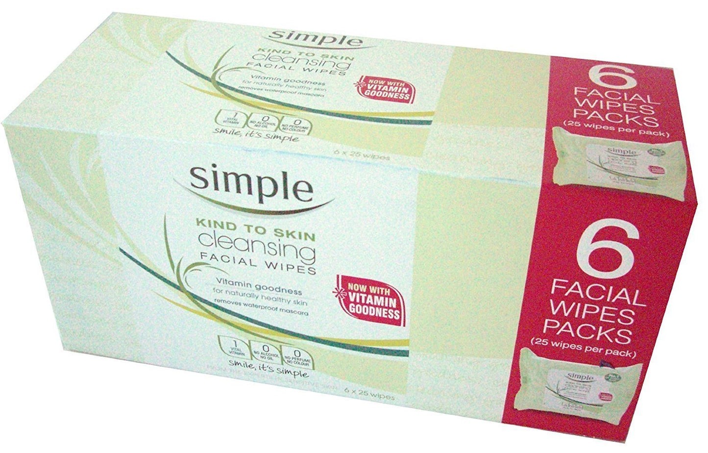 Simple Cleansing Facial Wipes (Boxed 6 packs x 25 wipes) Total 150 Wipes Beauty and Personal Care Simple Default Title