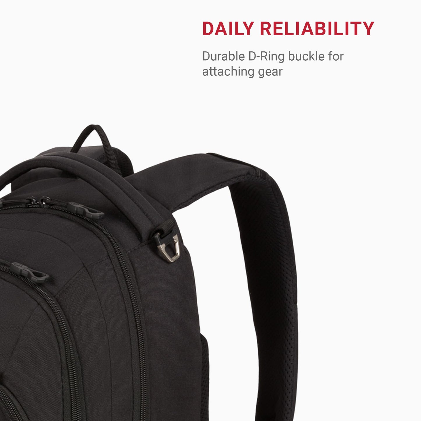 SwissGear 1186 Special Edition 13” Laptop Backpack Black - Compact Tech Bag with Reflective Accents - Multiple Organizer Pockets with Bungee Cords & D-ring Attachment Point