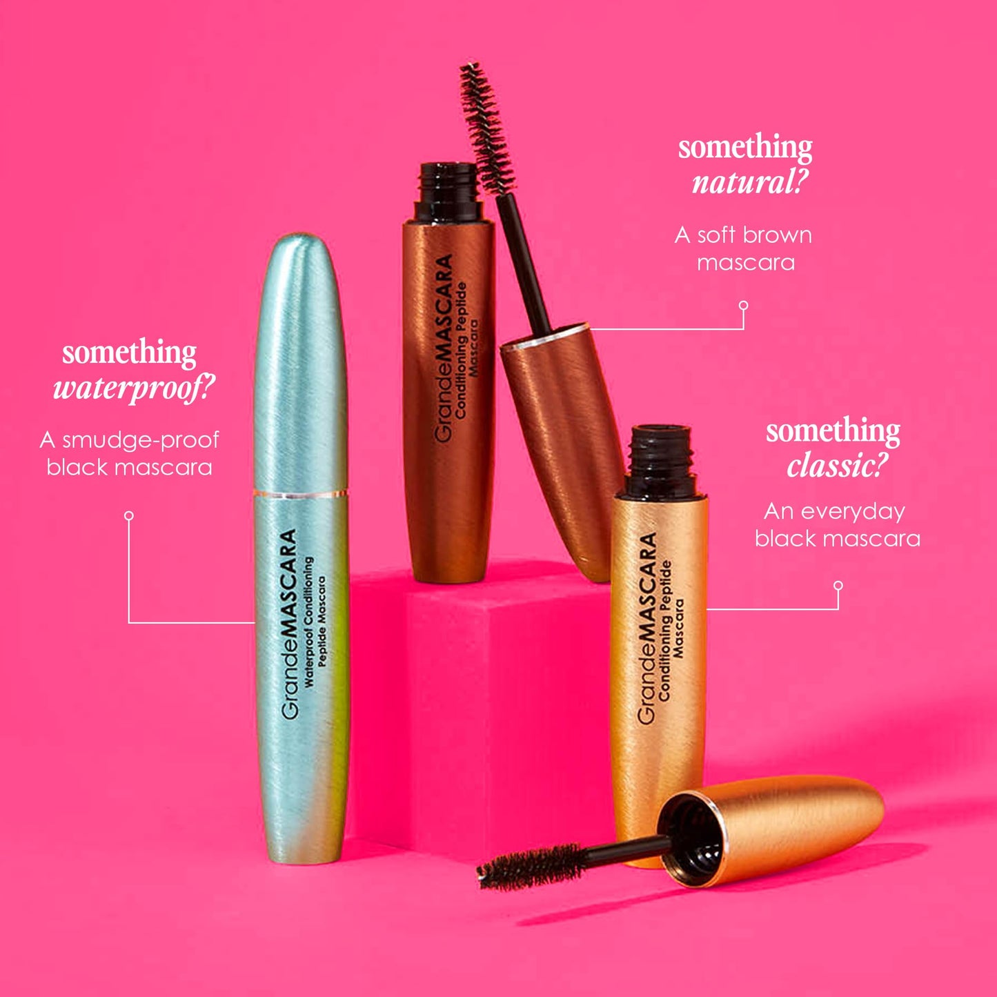 Grande Cosmetics GrandeMASCARA Waterproof Conditioning Peptide Mascara - for Buildable Volume & Length, Waterproof & Clump-Free, Lash & Extension